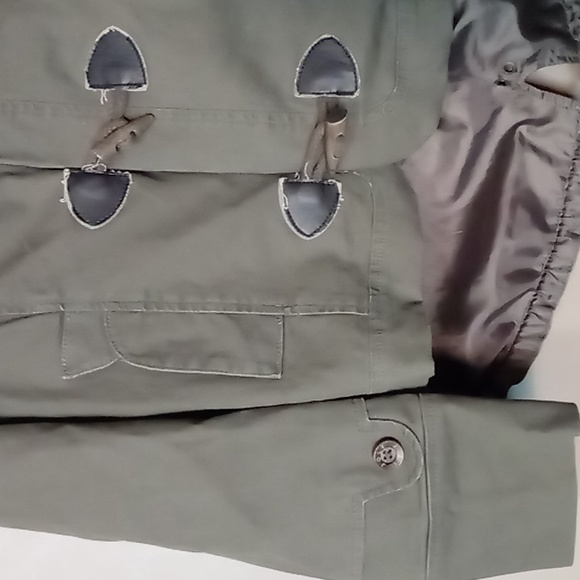 Jolt Dark Green w Faux Leather Patches and Big Buttoned Jacket w Adj Back M - Picture 4 of 6